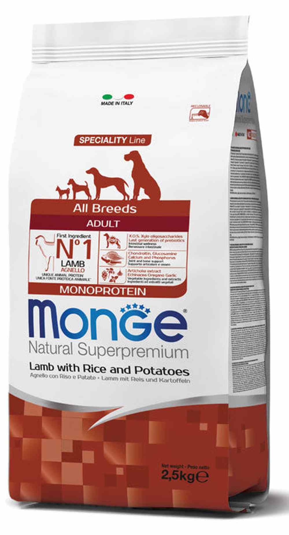 Monge Natural Superpremium All Breeds Adult Monoprotein - Lamb with Rice and Potatoes DOG