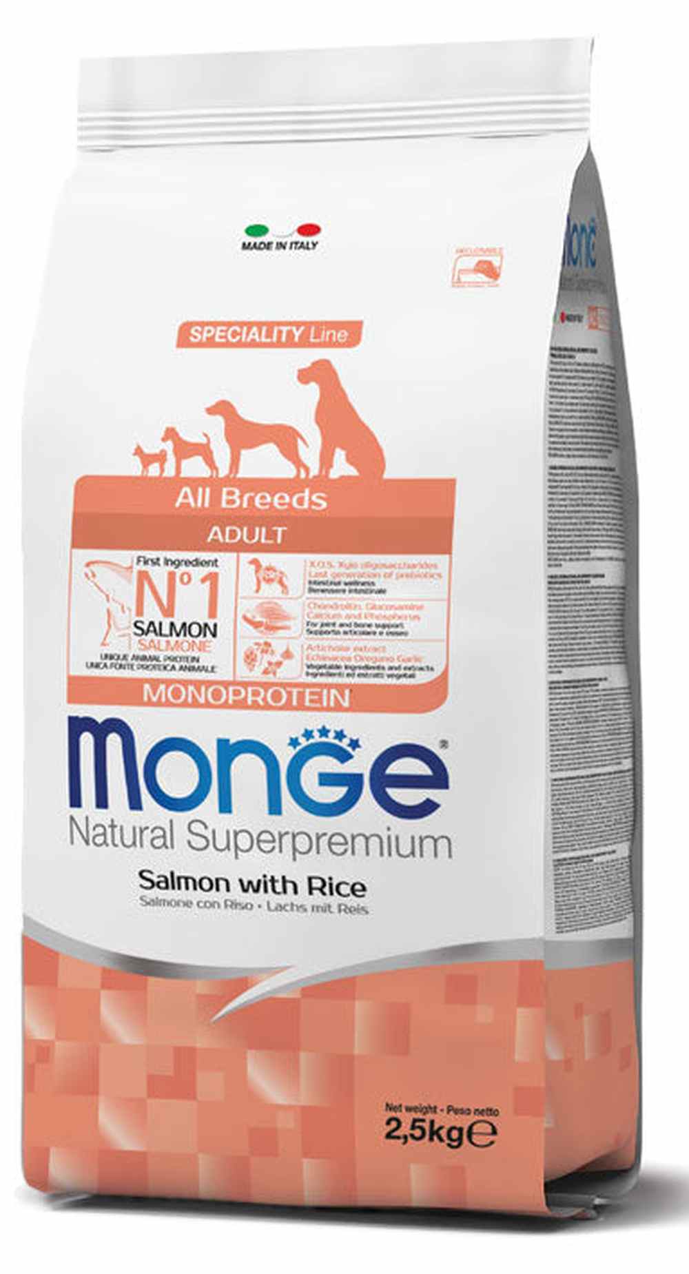 Monge Natural Superpremium All Breeds Adult Monoprotein - Salmon with Rice DOG