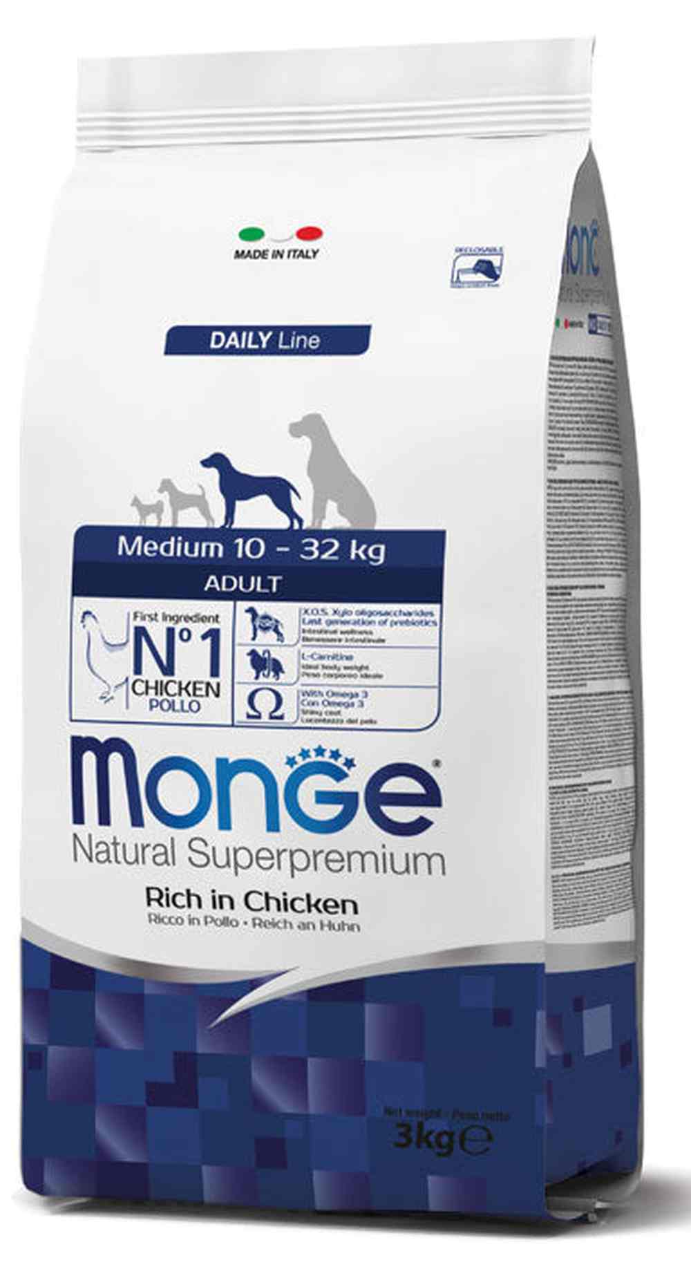 Monge Natural Superpremium Medium 10-32Kg Adult - Rich in DOG Chicken