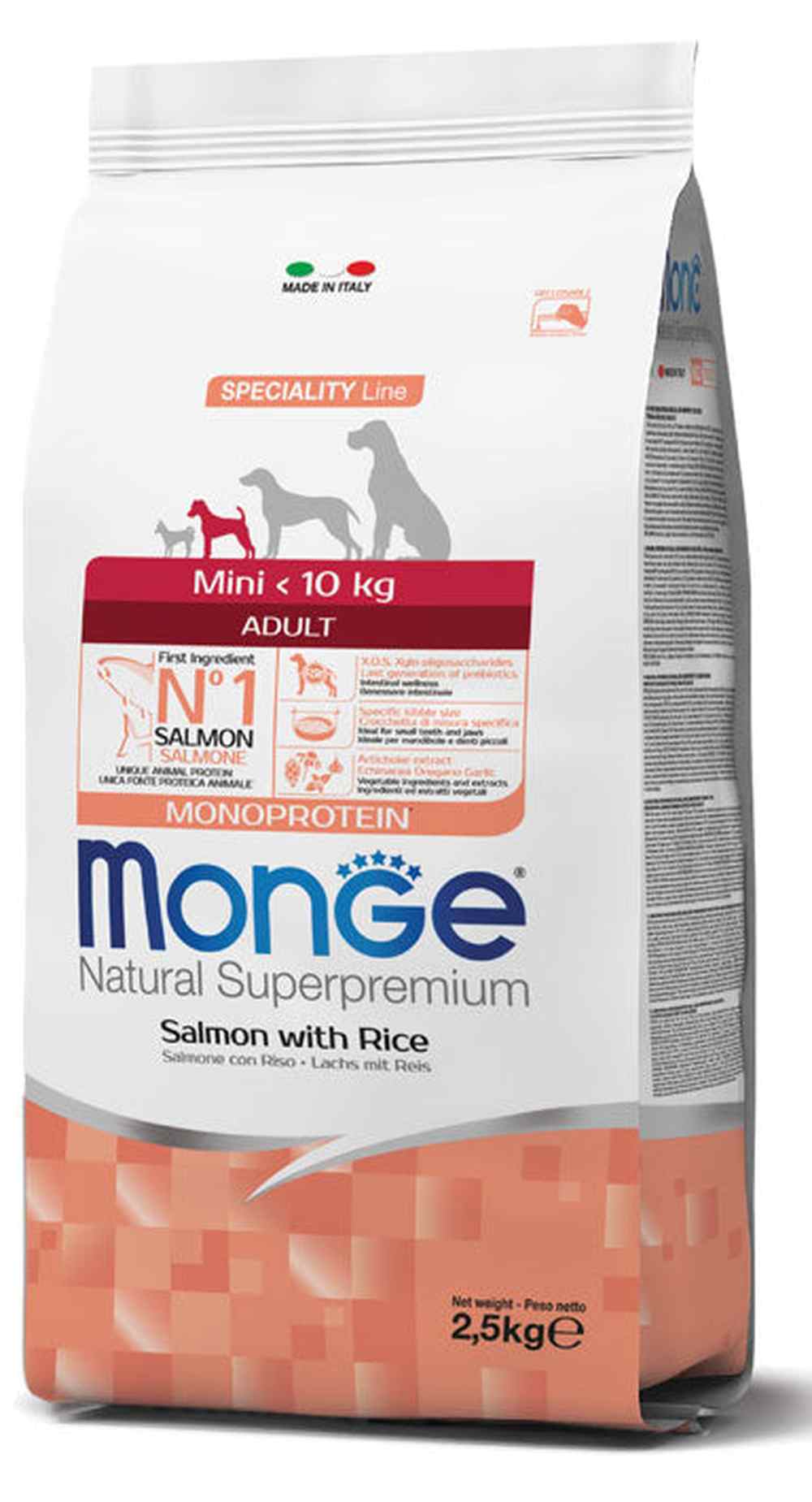Monge Natural Superpremium Mini <10Kg Adult Monoprotein - Salmone con Riso
