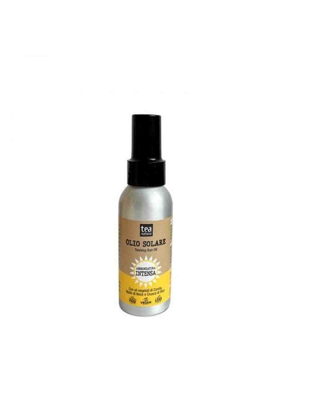 olio solare abbronzante con oli vegetali di carote, mallo di noce e crusca di riso teanatura