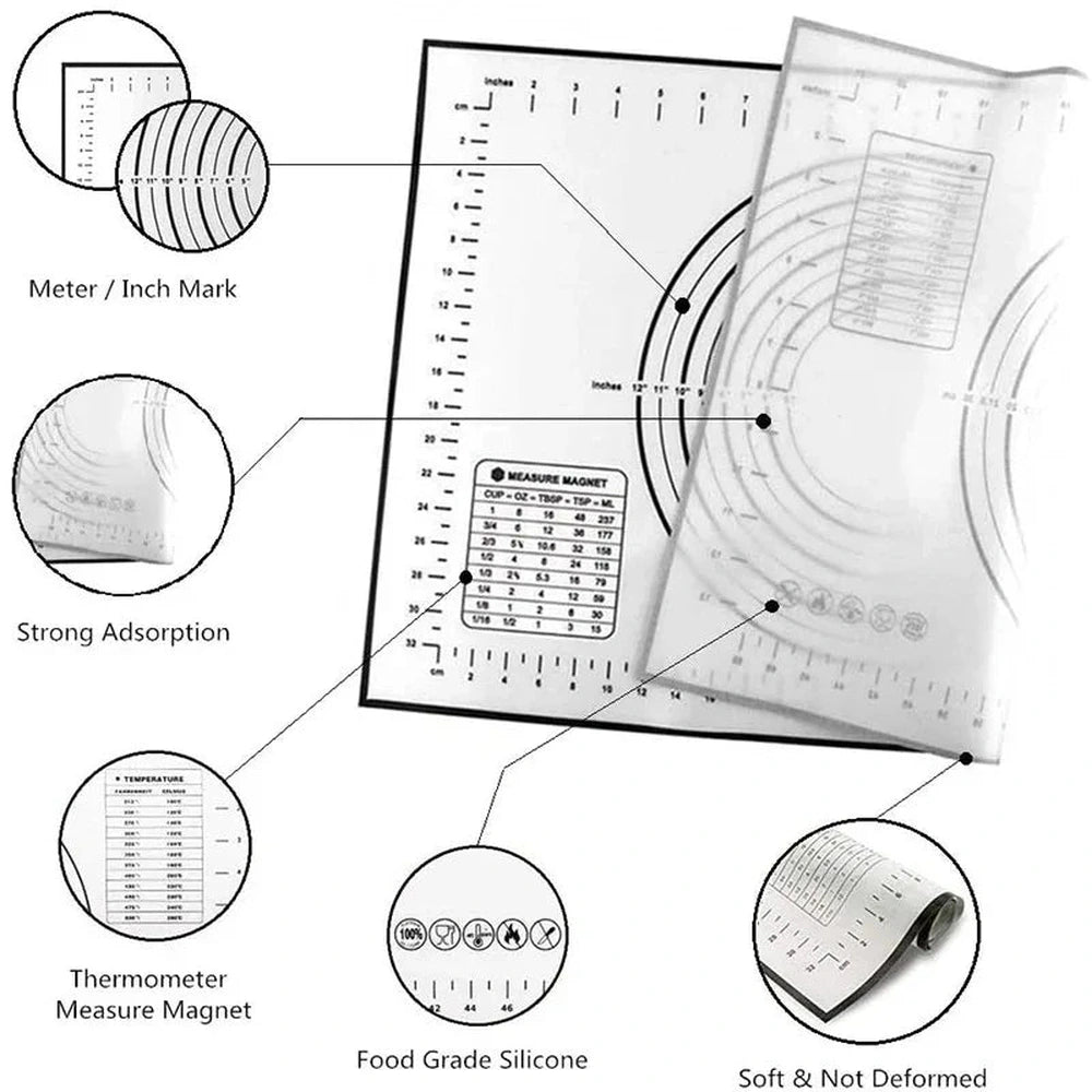 Tappetino in Silicone Antiadente per Impasti – Oversize 80/70/60 cm | Ideale per Pizza, Crepes, Pasta e Dolci
