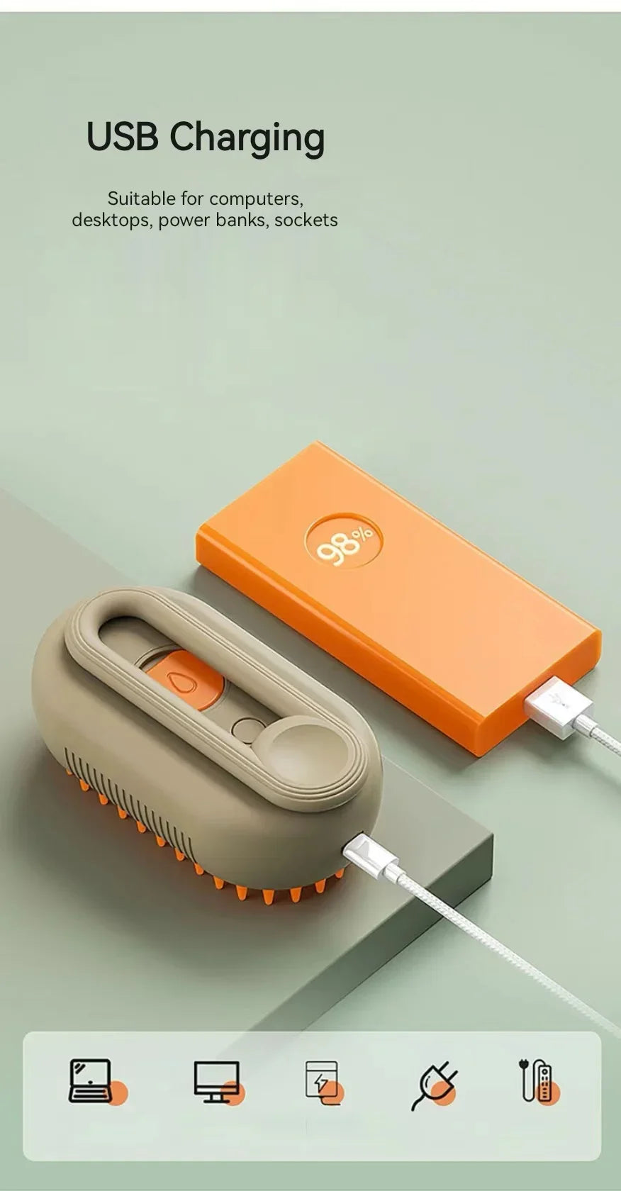 Spazzola Elettrica 3-in-1 per Cani e Gatti