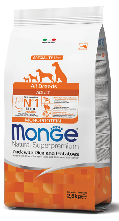 Monge Natural Superpremium All Breeds Adult Monoprotein - Anatra con Riso e Patate DOG