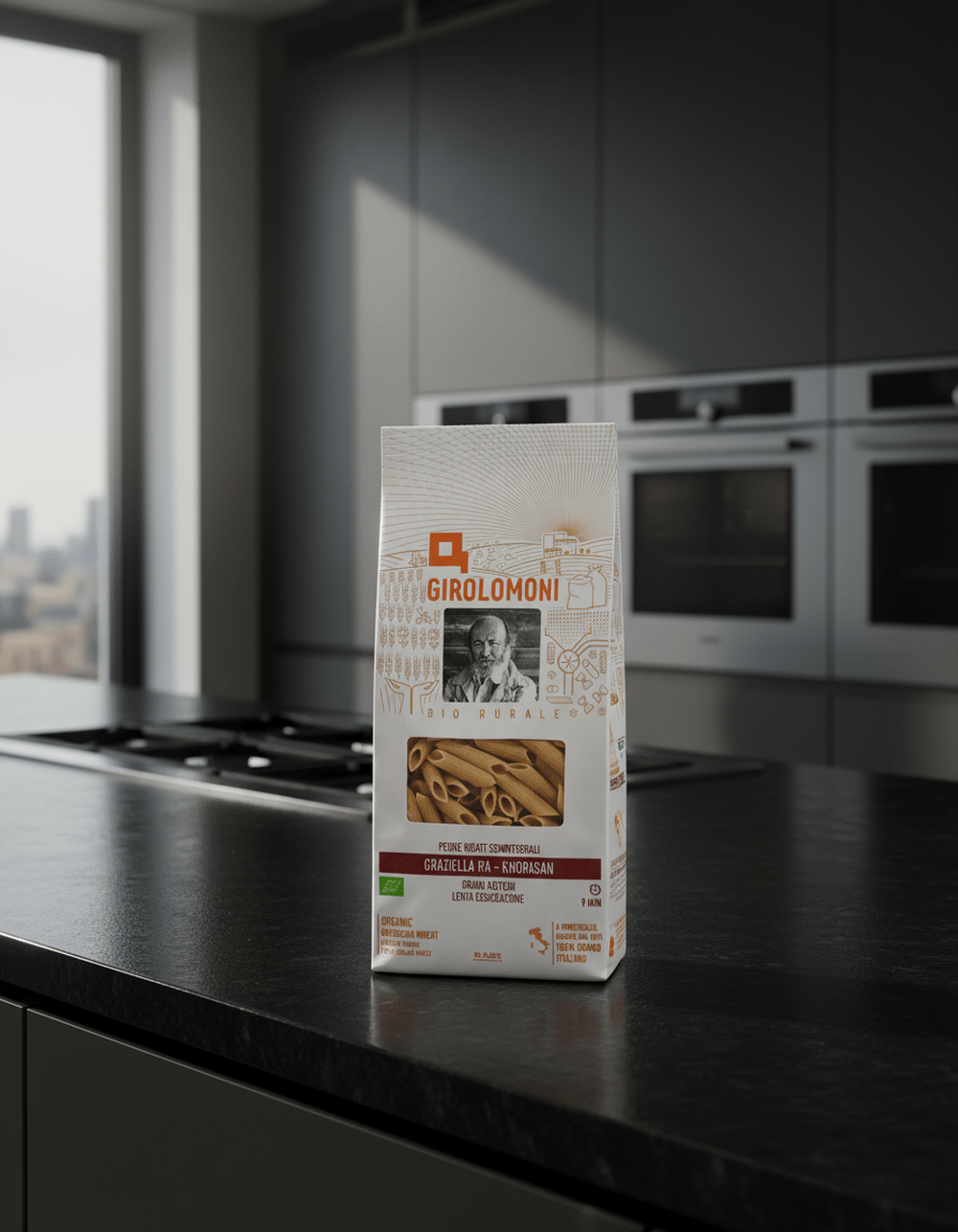 Organic Semi-Whole Grain Penne Rigate by Graziella-Ra Khorasan - Girolomoni