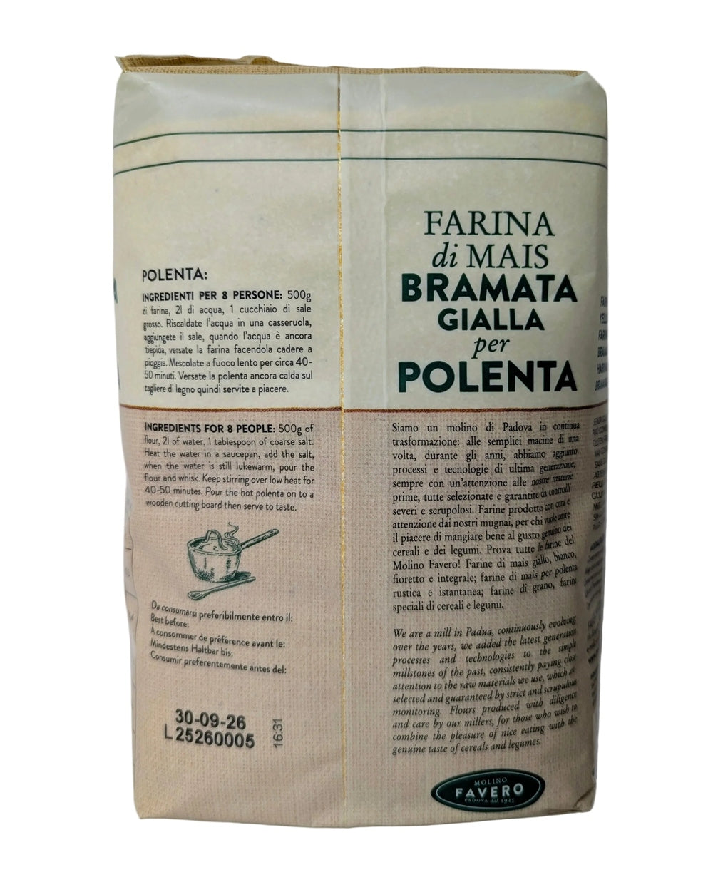 Extra yellow bramata flour corn - Molino Favero